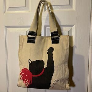 JASON WU Black Cat Canvas Cream TOTE BAG.